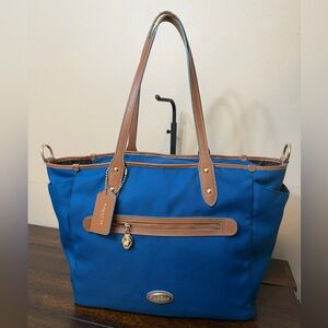Coach Vibrant Blue and Tan Handbag